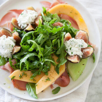 Stuffed Fig Melon and Prosciutto Salad | foodiecrush.com