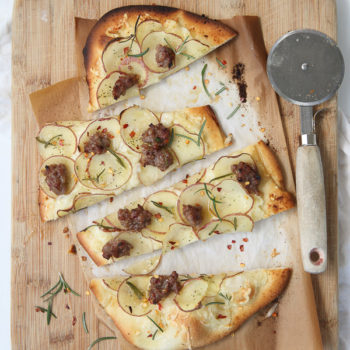 Red Potato Pizza with Sausage and Rosemary | foodiecrush.com
