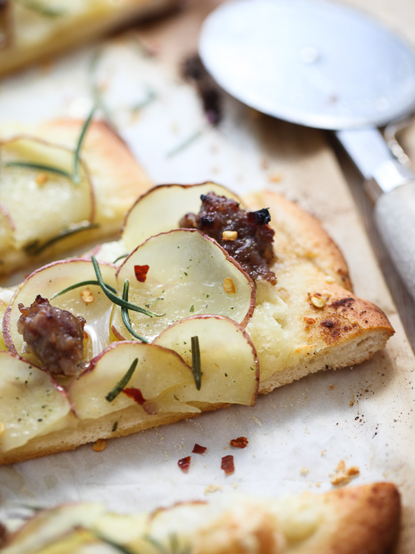 Red Potato Pizza with Sausage and Rosemary | foodiecrush.com