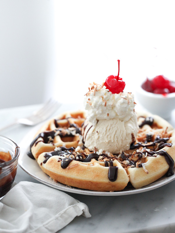 Coconut Waffles make a crazy great dessert | foodiecrush.com