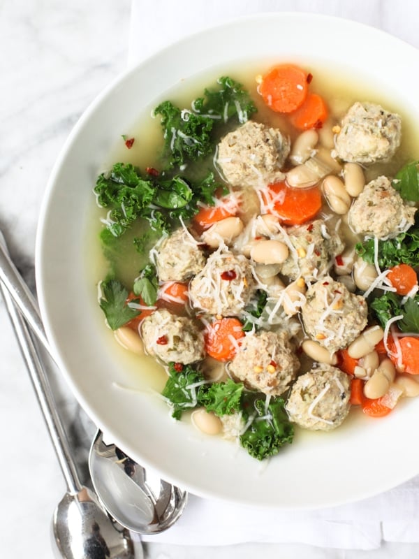 Matzo Ball Soup with Chicken Meatballs - foodiecrush