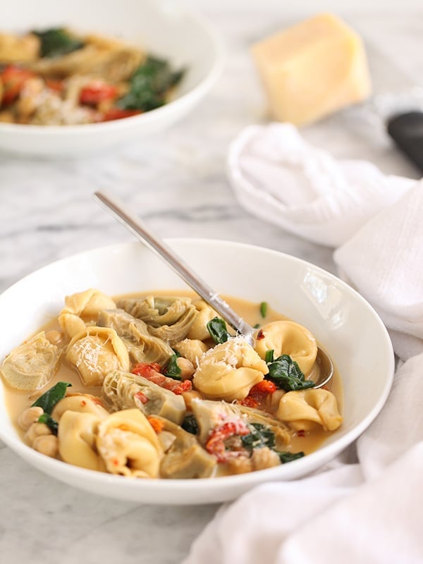 Creamy Tortellini Soup with Artichokes Image