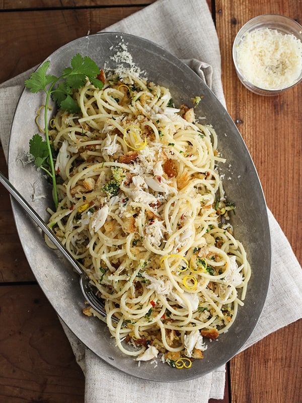 Crab Spaghetti with Lemon Gremolata foodiecrush.com