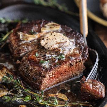 Filet Mignon with Porcini Compound Butter on foodiecrush.com