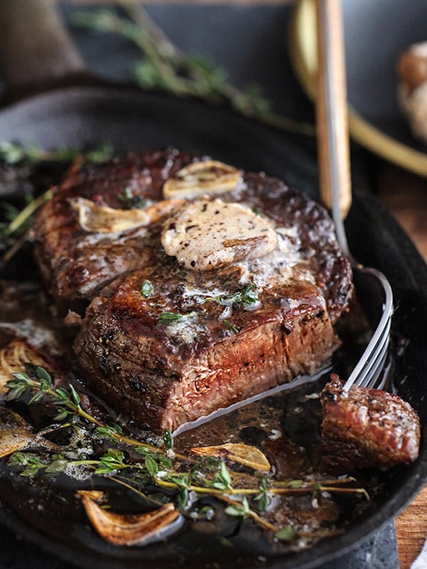 Filet Mignon with Porcini Compound Butter on foodiecrush.com 