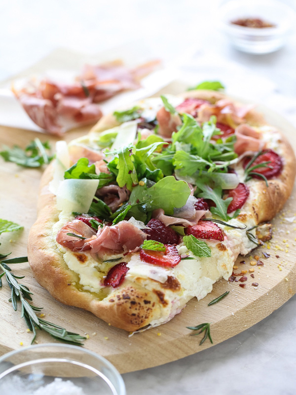 Berry Arugula and Prosciutto Pizza | foodiecrush.com-001