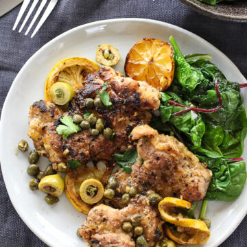 Sautéed Chicken with Olives Capers and Lemons foodiecrush.com
