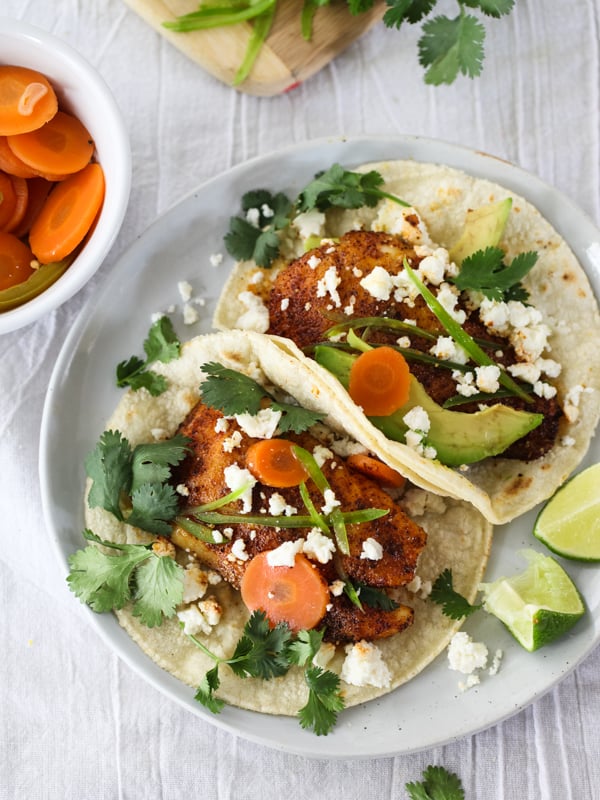 Spicy Fish Tacos from foodiecrush.com on foodiecrush.com
