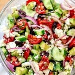 Greek Salad with Avocado | foodiecrush.com #greek #salad #avocado #healthy #recipe #dinner #authentic