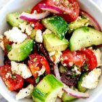Greek Salad with Avocado | foodiecrush.com #greek #salad #avocado #healthy #recipe #dinner #authentic