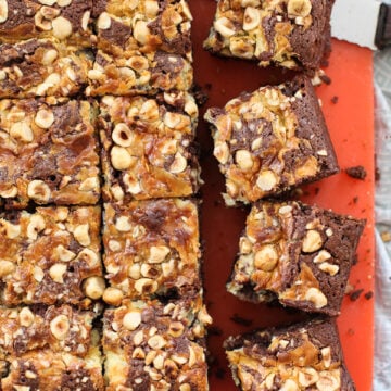 Swirled Mascarpone Brownies with Hazelnuts on foodiecrush.com