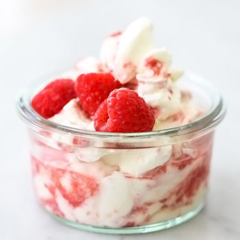 Quick and Easy Raspberry Fool on foodiecrush.com