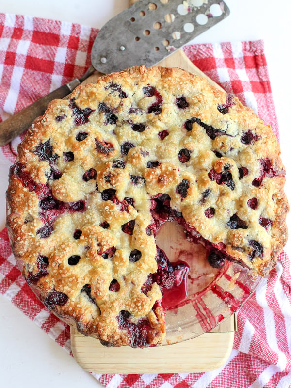 Four Berry Pie Recipe on foodiecrush.com