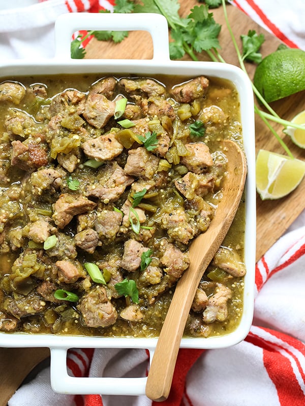 Slow Cooker Hatch Green Chile Verde on foodiecrush.com