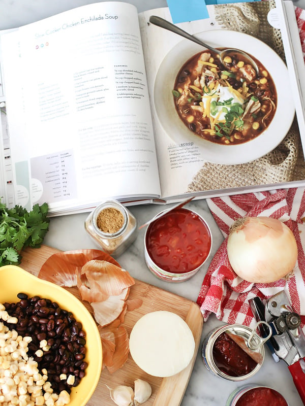 Slow Cooker Chicken Enchilada Soup #recipe on foodiecrush.com