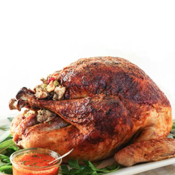Buffalo Roasted Turkey is basted with a buttery hot sauce | foodiecrush.com