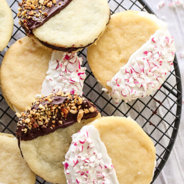 Chocolate Dipped Almond Cookies | foodiecrush.com