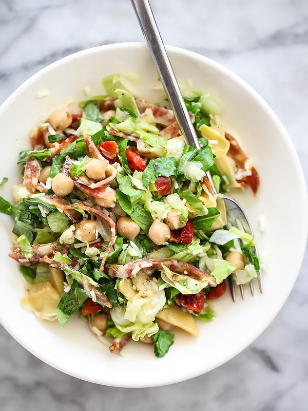Italian Chopped Salad with Marinated Chickpeas | foodiecrush.com #recipes #healthy #dressing