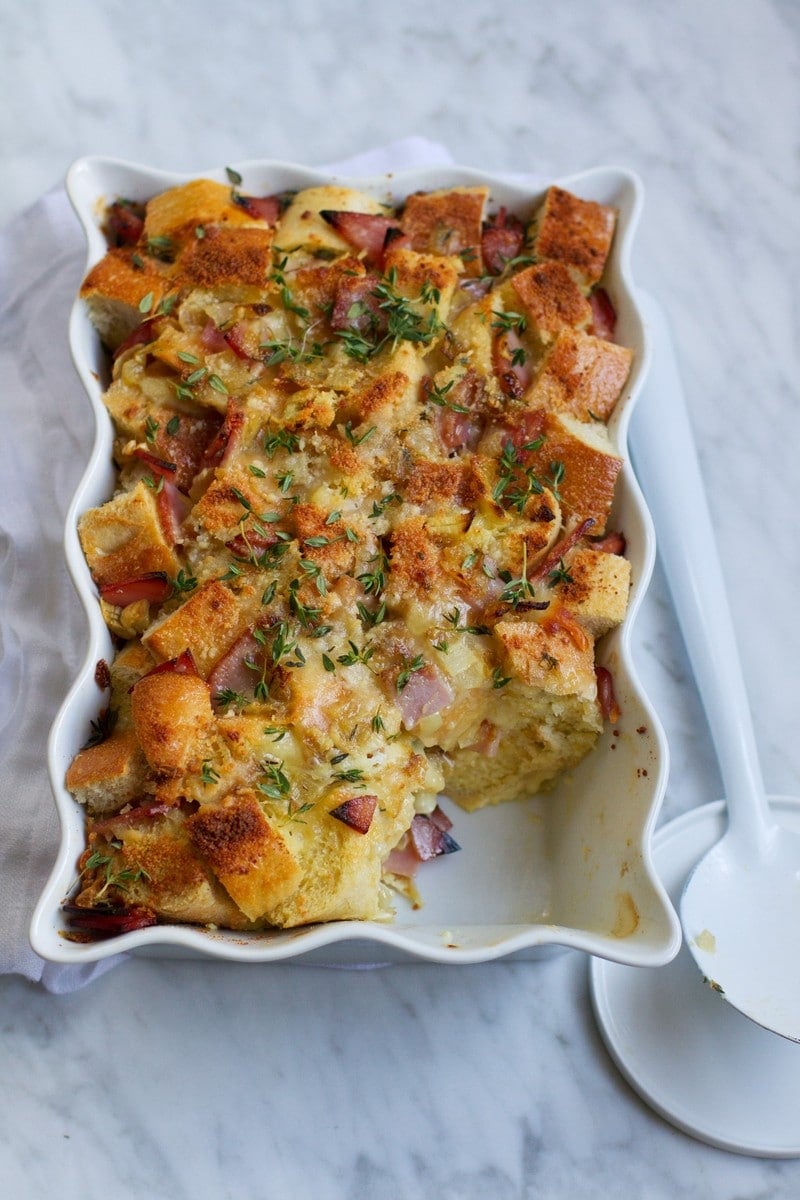 Croque Monsieur Bread Pudding from saltandwind.com on foodiecrush.com