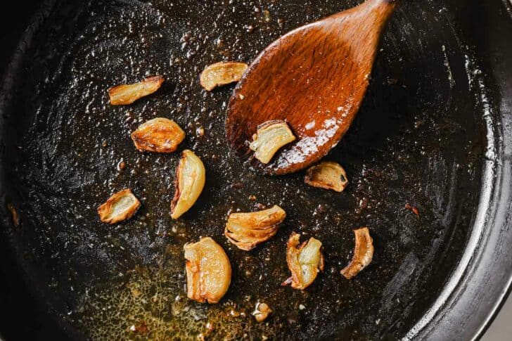 Garlic in pan foodiecrush.com