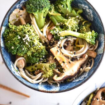 Asian Broccoli and Shiitake Mushrooms with Soba Noodles | foodiecrush.com