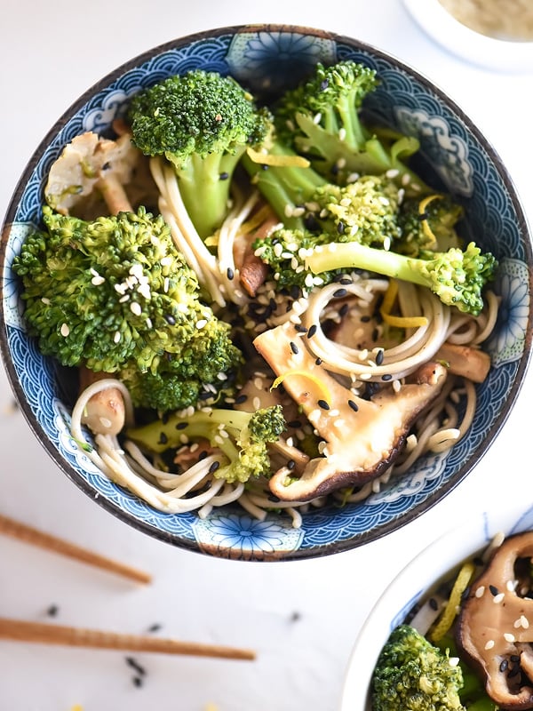 Broccoli and Shiitake Mushrooms with or Without Soba Noodles | foodiecrush.com #recipe #healthy #stirfry