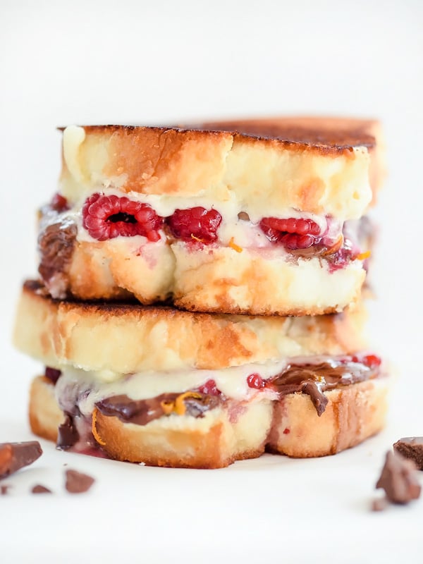 Raspberry and Chocolate with Almonds Grilled Cheese
