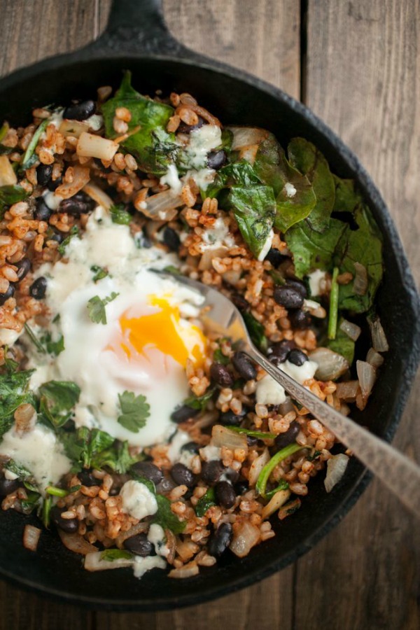 Chipotle Black Bean, Rice and Egg Skillet from naturallyella.com on foodiecrush.com