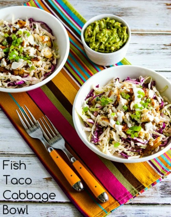 Fish Taco Cabbage Bowl from kalynskitchen.com on foodiecrush.com