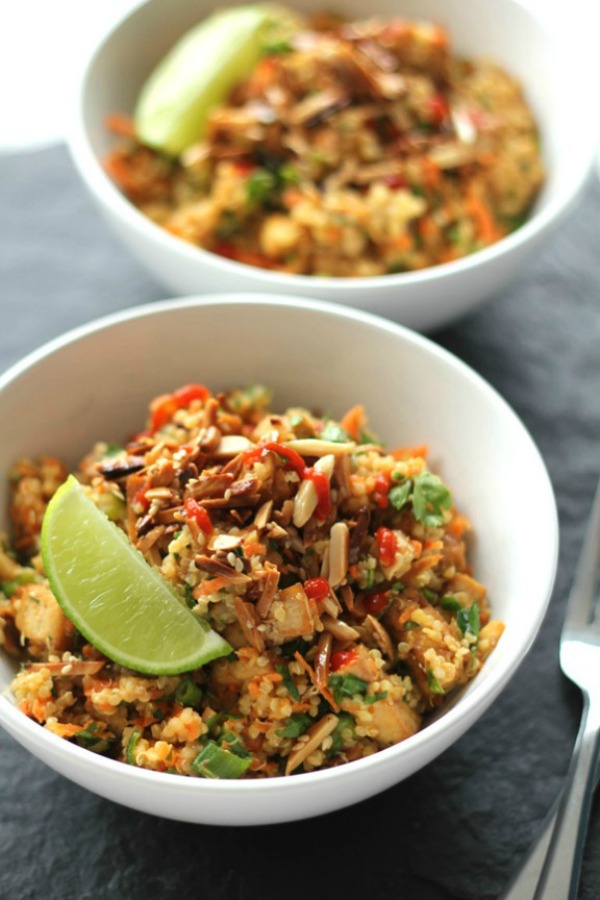 Thai Tofu Quinoa Bowls from clarapersis.com on foodiecrush.com