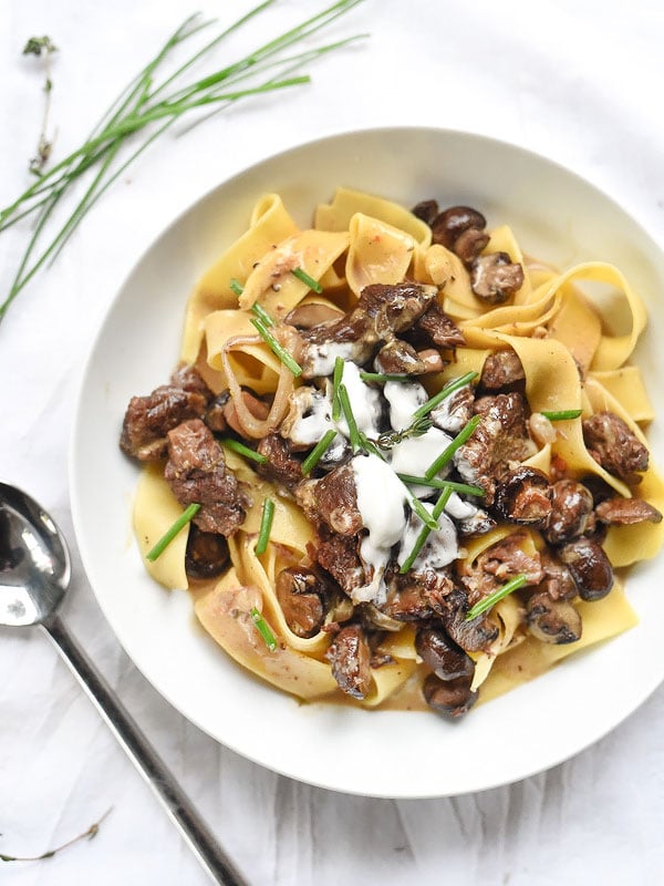 Roasted Mushroom Beef Stroganoff from SLC's Copper Onion | foodiecrush.com #easy #recipe #fromscratch #withsourcream