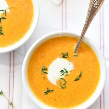 Ginger Carrot Soup made with Greek yogurt | foodiecrush.com