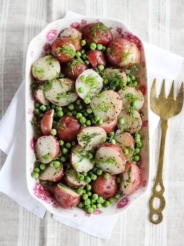 Dilled Red Potatoes and Peas | foodiecrush.com #red #boiled #recipe