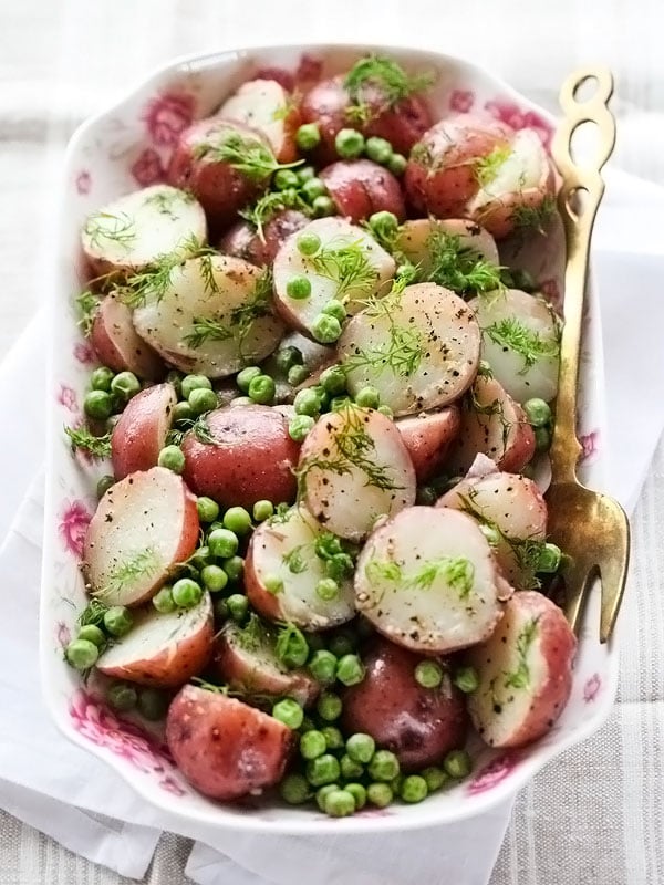 Dilled Red Potatoes and Peas | foodiecrush.com #red #boiled #recipe