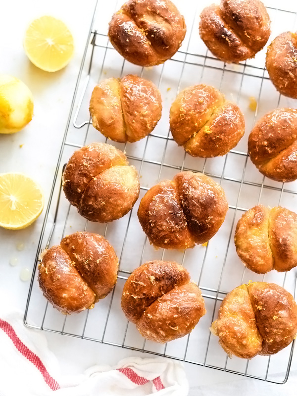 Sweet and Sticky Glazed Lemon Buns | foodiecrush.com