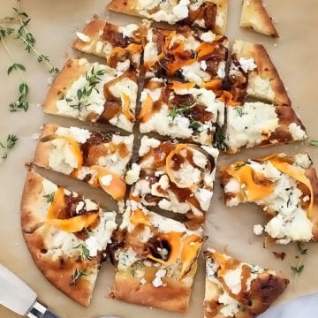 Sweet Potato and Caramelized Onion Pizza | foodiecrush.com