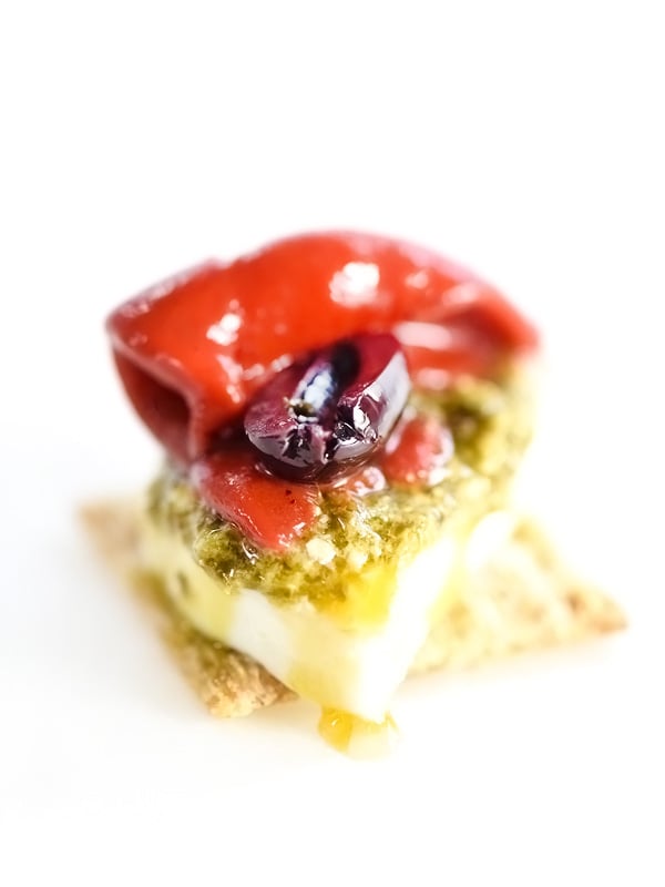 Mozzarella and Pesto Triscuit | foodiecrush.com 