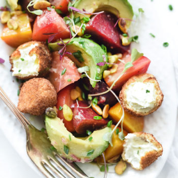 Beet, Avocado and Fried Goat Cheese Salad | foodiecrush.com