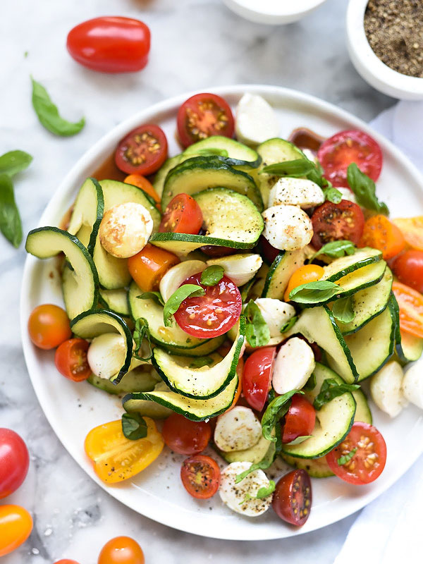 Inspiralized Caprese Zucchini Salad | foodiecrush.com 