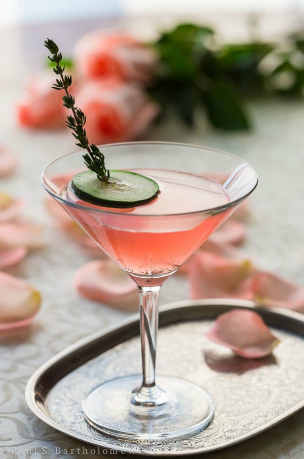 Cucumber & Rose Gin Cocktail from theframedtable.com on foodiecrush.com