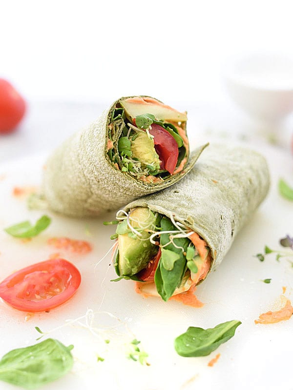 Veggie Spinach Wraps with Hummus - Healthy Seasonal Recipes