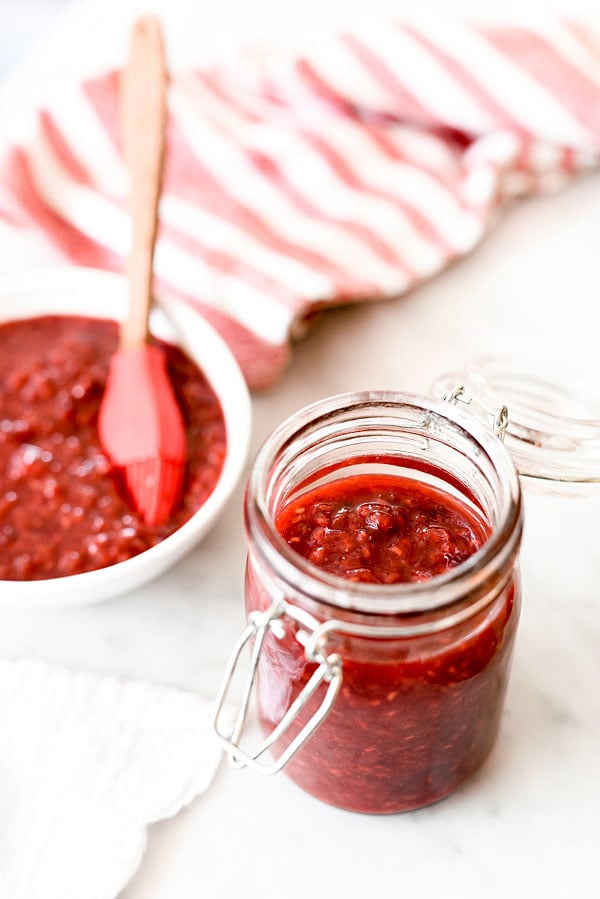 Raspberry Chipotle BBQ Sauce Recipe | foodiecrush.com #recipe #easy #homemade #forribs