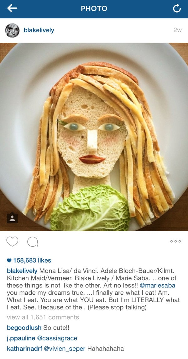 Blake Lively as Food Art by Marie Saba on foodiecrush.com 