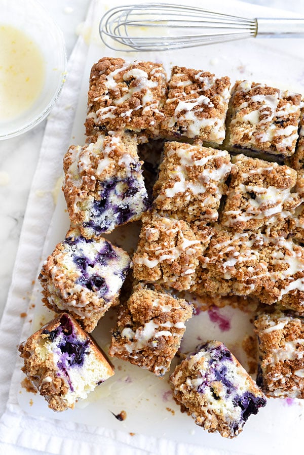 sliced Blueberry Buckle with Lemon Glaze 