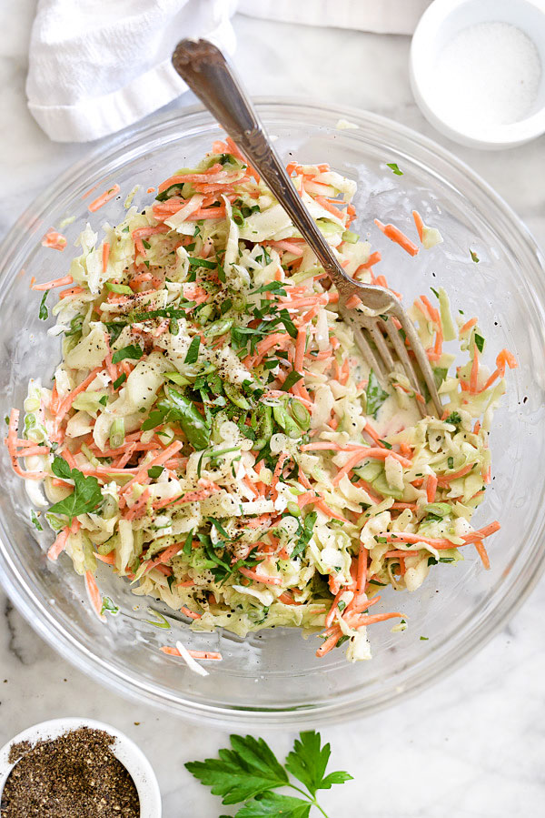 How to Make the Best Creamy Coleslaw | foodiecrush.com #recipe # dressing #quick #easy #creamy