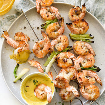 Grilled Shrimp with Sweet or Spicy Mustard Dipping Sauce | foodiecrush.com