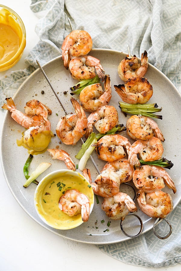 Grilled Shrimp with Sweet or Spicy Mustard Dipping Sauce | foodiecrush.com