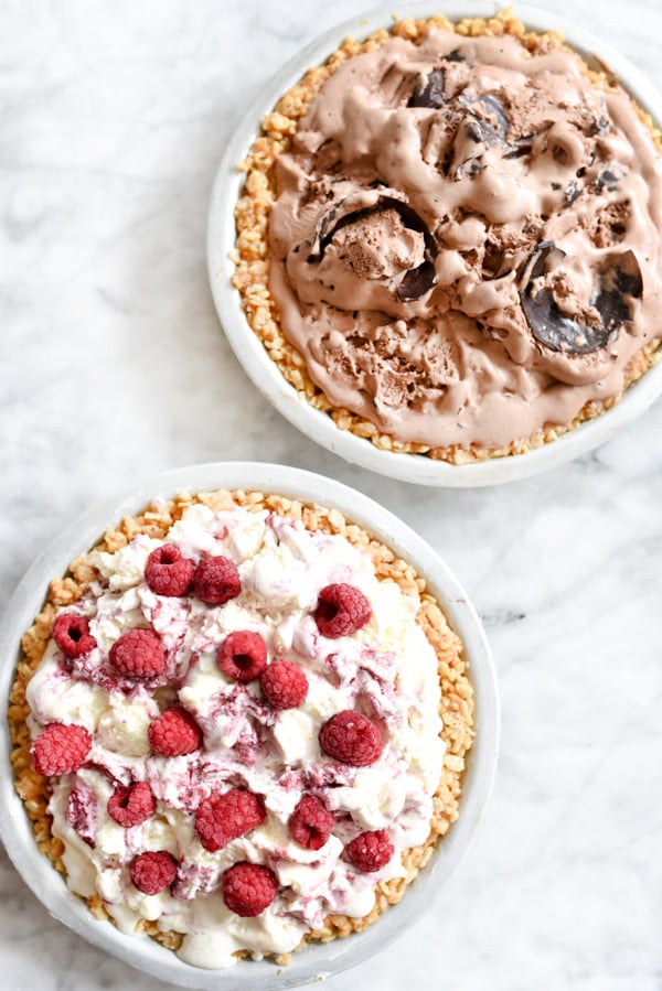4 Ingredient Ice Cream Pie with Peanut Butter Krispie Crust | foodiecrush.com 
