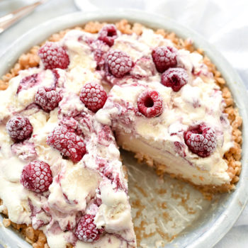 4 Ingredient Ice Cream Pie with Peanut Butter Krispie Crust | foodiecrush.com