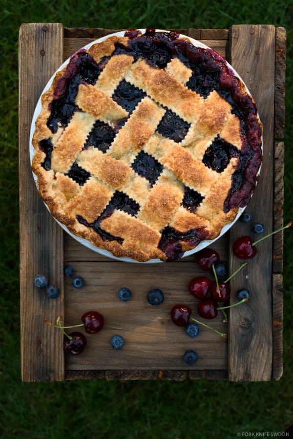 Classic Cherry Blueberry Pie from forkknifeswoon.com on foodiecrush.com